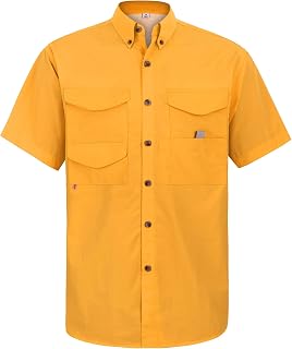 Alimens & Gentle Fishing Shirt Short Sleeve Breathable Fabric Casual Sun Protection Button Down Shirt