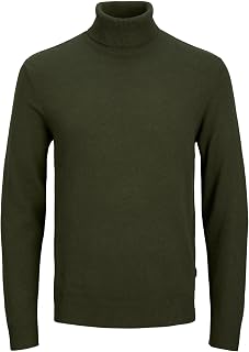 JACK & JONES JJEEMIL Men's Slim Turtleneck Sweater Classic Long Sleeve Round Neck Sweater