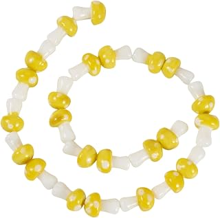 25Pcs Handmade Mushroom Shape Glass Beads Cute Forest Mushroom Vegetable Spacer Loose Beads for DIY Bracelets Necklaces Jewelry Making Keychain Lanyard ornaemnt 11.5~