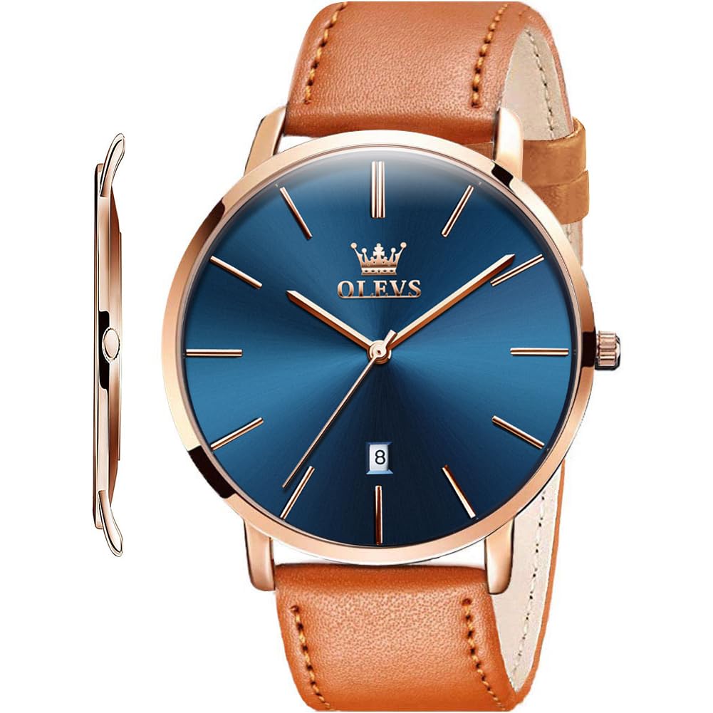 OLEVS Men's Watch Minimalist Ultra Thin Fashion Casual Analog Quartz Date Waterp