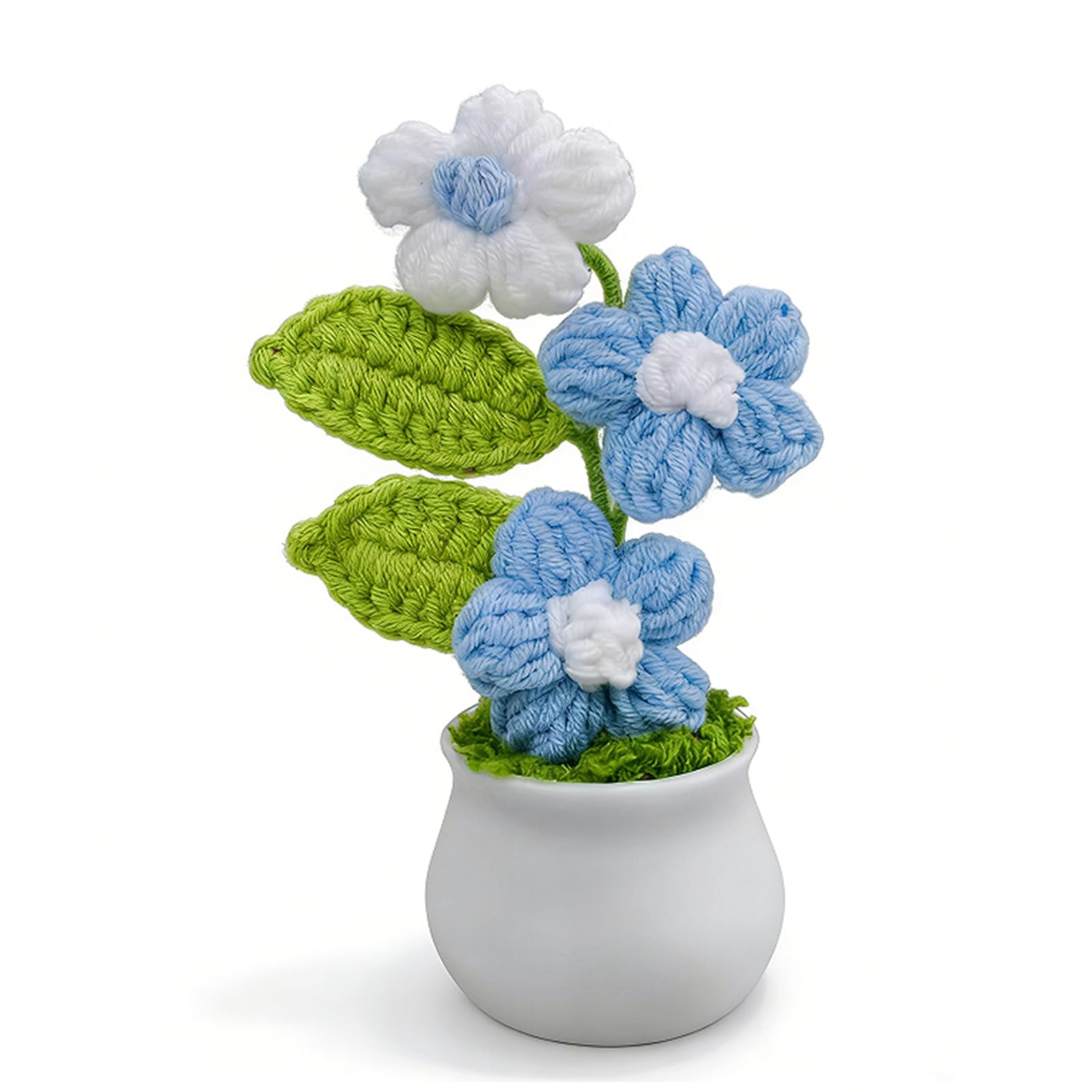 Crochet Flowers Artificial Gradient Color Crochet Puff Flowers Knitted Bouquet f