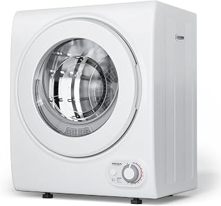 ROVSUN 110V Portable Clothes Dryer, High End Laundry Front Load Tumble Dryer Machine with Stainless Steel Tub & Simple Control Knob for Apartment, Dorm-850W, White