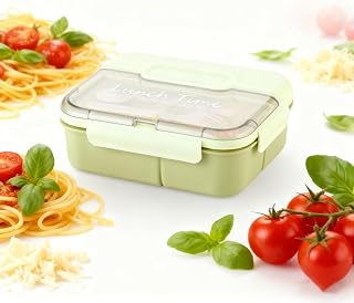 Adult Bento Box 49 Oz Fashion Bento Box with Spoon and Fork Easy to Carry with 3 Compartments BPA Free Leak Proof Perfect for Eating Out (Green)