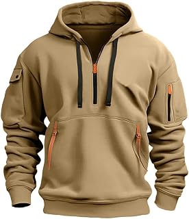 Men's Hoodie Pullover Zipper Long Sleeve Sweatshirts Solid Color Thick Warm