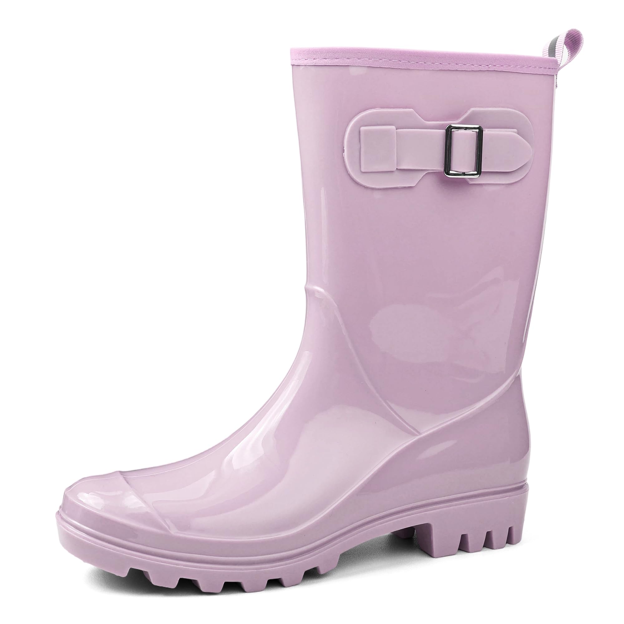 DKSUKO Women's Waterproof Rain Boots Mid Calf Rubber Garden Shoes