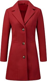 Allegra K Women's Single Breasted Notched Lapel Long Winter Coats, light grey