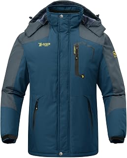 Rdruko メンズ アウトドア スキー スノージャケット 防水 フリース マウンテンフード付き レインコート