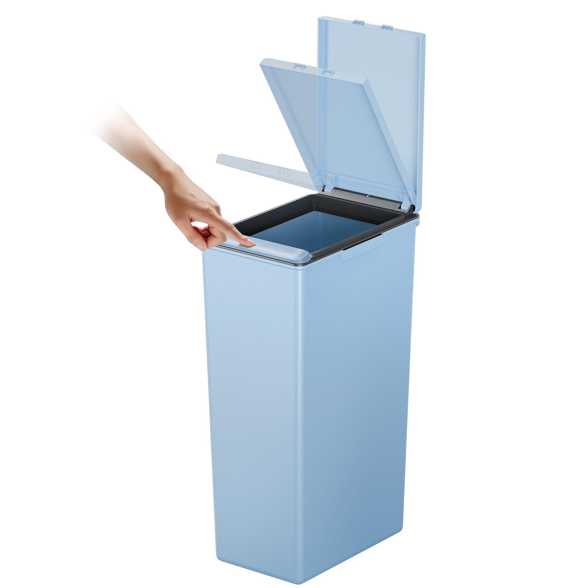 EKO Morandi 30L Kitchen Recycling Bin with Touch-Top Lid, Slim Plastic Rubbish B