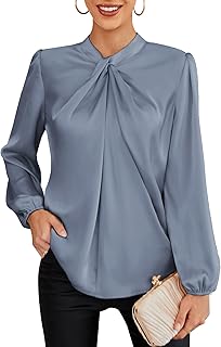 GRACE KARIN Women Business Casual Long Sleeve Satin Blouse