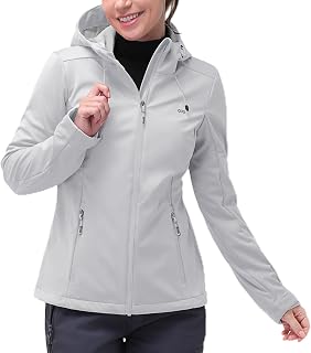 33,000ft Women's Softshell Waterproof Windproof Jacket Breathable Functional Jacket Lightweight Running Jacket with Hood for Running, Cycling, Hiking for Spring and Autumn