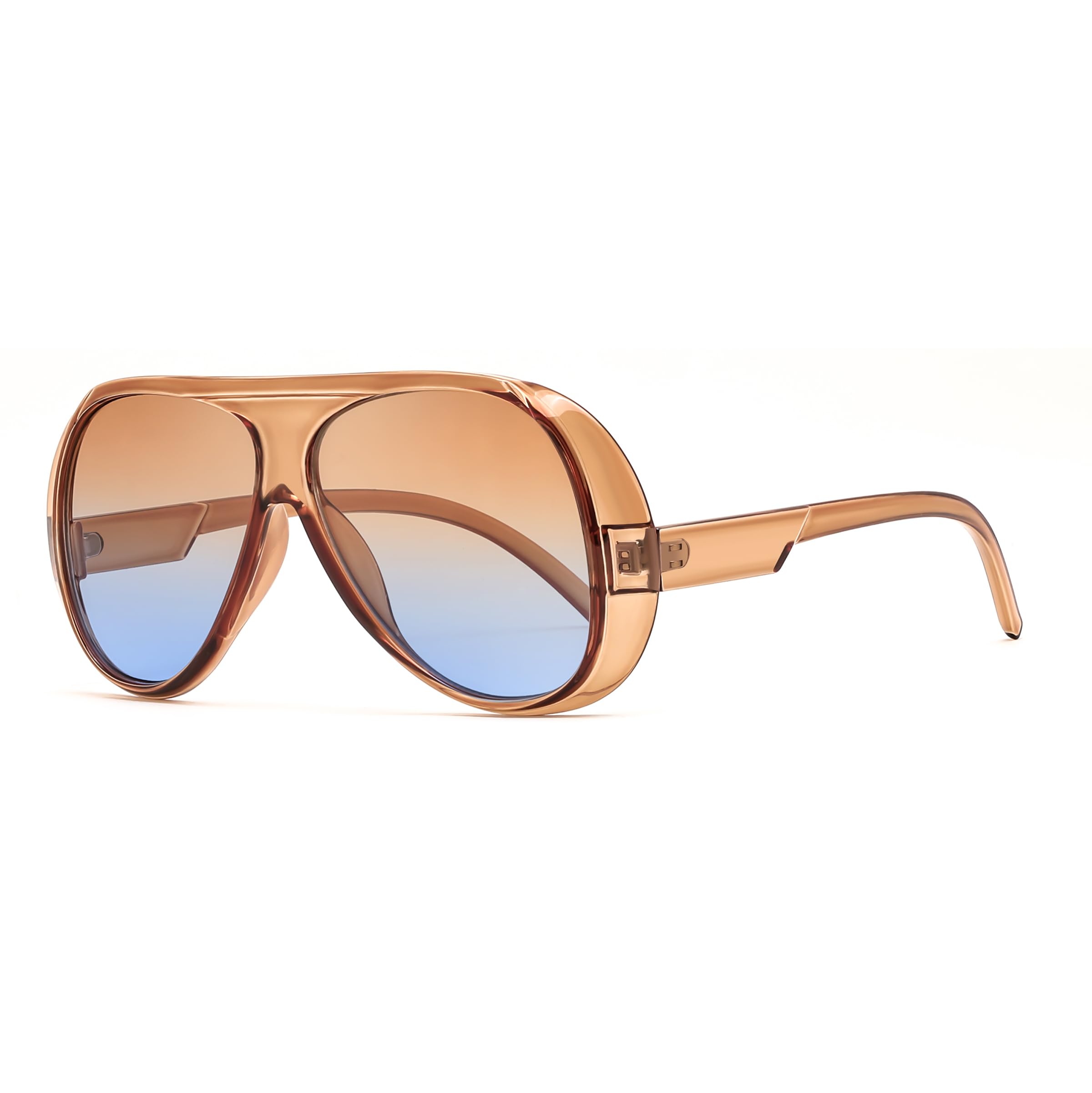 FEISEDY Retro Oversized Aviator Sunglasses Womens Men Trendy Vintage 70s Style B