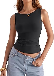 Eachyes Women Tank Tops Boatneck Sleeveless Tank Tops Slim Fit Summer Outings Clothes Fashion Y2K