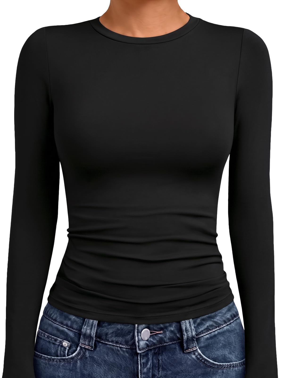 AUTOMET Womens Crew Neck Long Sleeve Shirts Compression Underscrubs Tops | Gym t