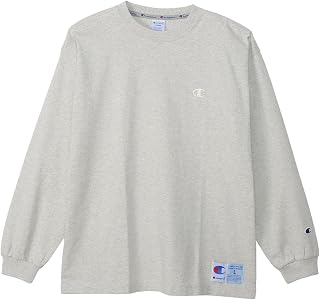 Champion C3-V414 Men's Long T-Shirt, Long Sleeve, Round Neck, 100% Cotton, Relax Fit, One-Point Logo, Embroidered, Long Sleeve, Action Style