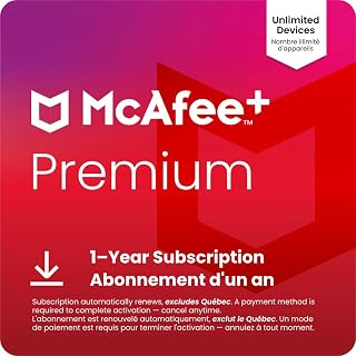 McAfee+ Premium 2026 | Unlimited Devices | All-In-One Cybersecurity Software includes Unlimited VPN, Identity Monitoring, and Antivirus | 1 Year Subscription with Auto-Renewal | Online Code