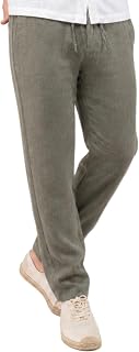 Cholp 100% Linen Dress Casual Resort Pants for Men – Relaxed Fit Drawstring Summer Trousers | Rich Famous Collection