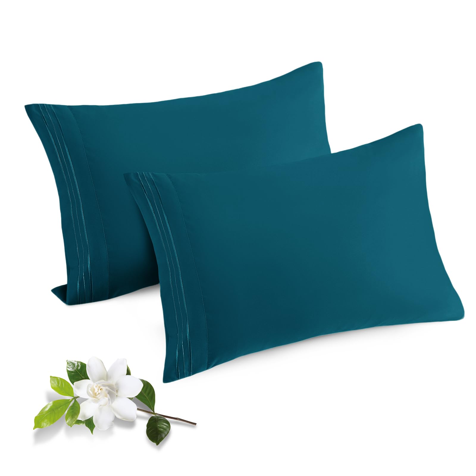 Horbaunal Microfiber Pillowcases with Envelope Closure 1800 Thread Count Soft an