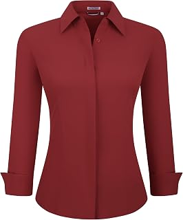 Alex Vando Womens Dress Shirts Regular Fit Long Sleeve Stretch Work Shirt