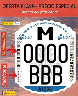 SUPERPLAQUE DEPUIS 1934 VMP DGT 2026 Approved Electric Scooter License Plate – Personalised Adhesive Identification Plate with Your Data – Waterproof, UV and Outdoor Resistant – Easy Installation