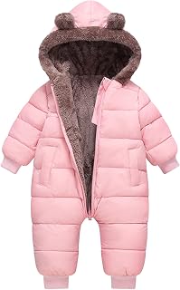AiWMGL Baby Snowsuit 6-24 M Newborn Boys Girls Winter Clothes Suit Hooded Jumpsuit Romper Bear Outfit Warm Coat Toddler 2T 3T