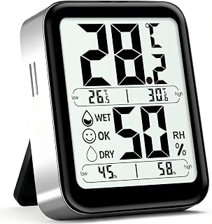 Antonki Hygrometer Indoor Room Thermometer Humidity Meter Gauge | with AAA Battery, Max/Min Record, Accurate Sensor, Temp & Humidity Monitor, Durable Kickstand, Easy to View, ℉/℃, Fast Read