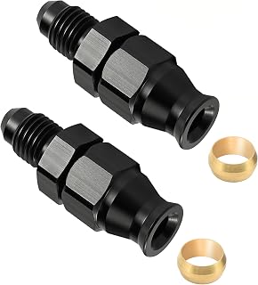 EVIL ENERGY 6AN Male to 3/8" Hardline Compression Fitting Adapter, 2 PCS | 9/16 UNF, 37° Flare Seal, Aluminum Alloy, Brass Ferrule, Black