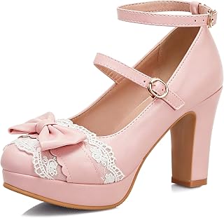 MEOTINA Mary Janes Cute Bowknot Shoes Women Shoes Platform Strappy High Heels Kawaii Shoes