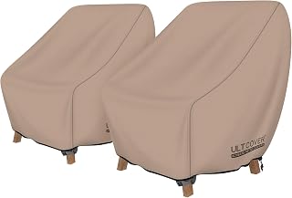 ULTCOVER Waterproof Patio Chair Cover, 28W x 30D x 32H in | 2-Pack, 600D Polyester, UV Resistant, Fits Standard Outdoor Dining Chairs & Lawn Furniture