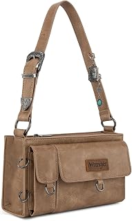 Wrangler Y2K Purse Small Shoulder Bag for Women with Western Detachable Charms