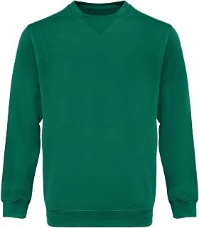 WORK IDEA Men's Fleece Sweatshirt Crew Neck Work Jumper Cotton Long Sleeve with Ribbed Cuffs on Collar Sleeves and Hem Machine Washable