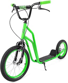 Xootz Kids BMX Scooter for Kids Ages 5-12, Big Wheel Scooter, Green | All-Terrain Tyres with Front and Rear Brakes for Ultimate Safety