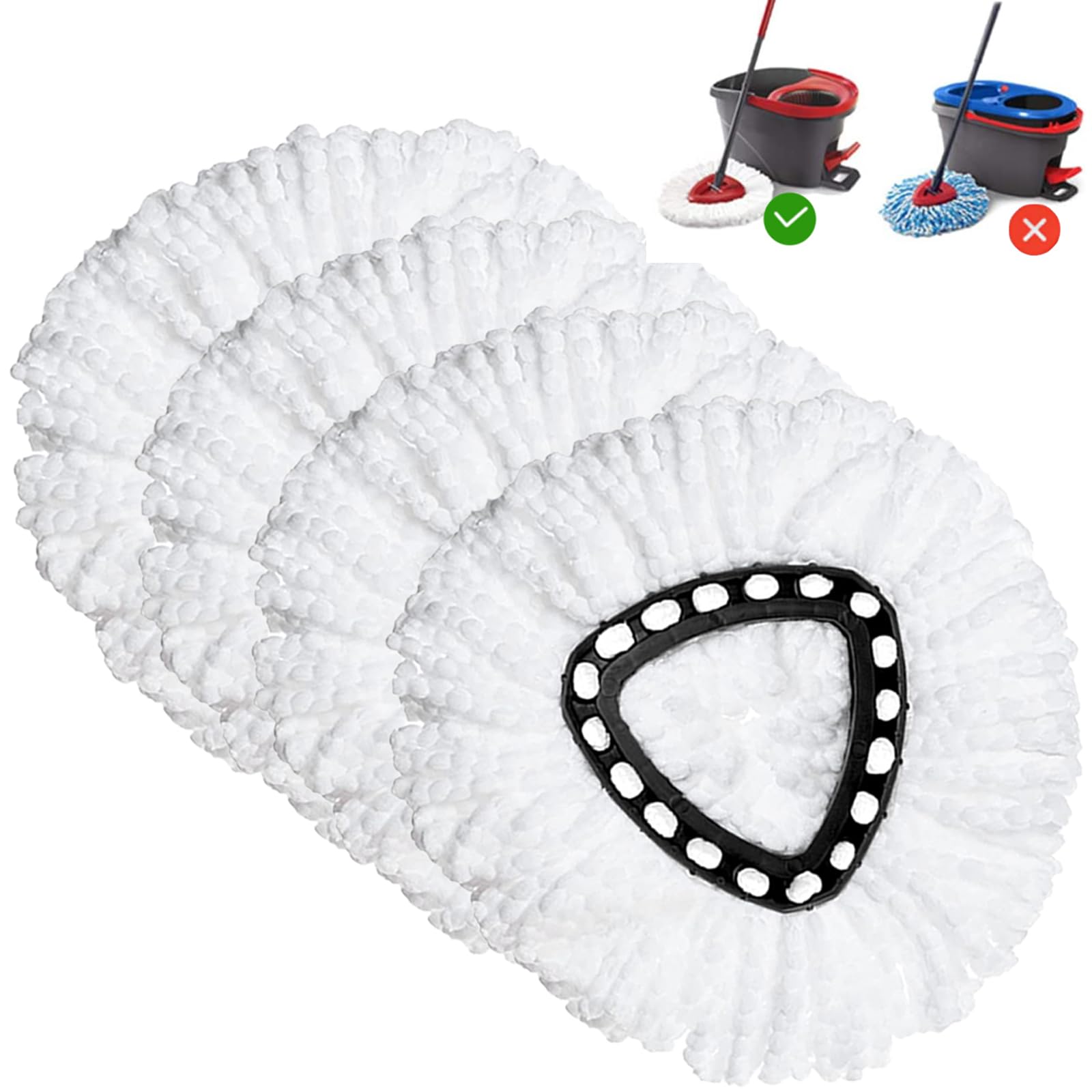 Spin Mop Replacement Head 4 Pack Mop Refill Compatible with Ocedar Triangle Swiv