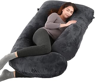 ALLOPERA U Shape Pregnancy Pillow - Full Body Maternity Pillow for Sleeping | Side Sleeper Support for Back, Belly, Hip & Leg, Pregnant Women, Removable & Washable Cover, Adjustable Fill, 57 Inch, Velvet