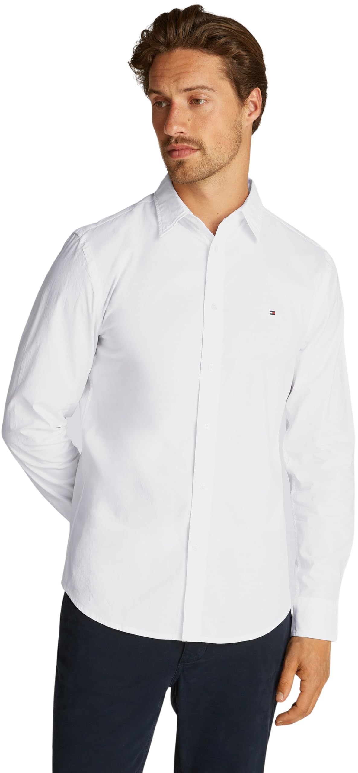 Tommy Hilfiger Herren Flex Popeline Kent Collar Slim Fit Hemd