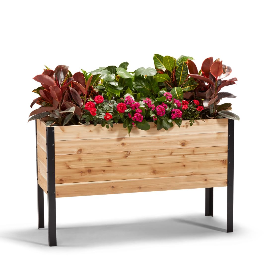 EARTH ELEVATED 100% Canadian Cedar Wood High Floor Garden Bed Gardening Planter 
