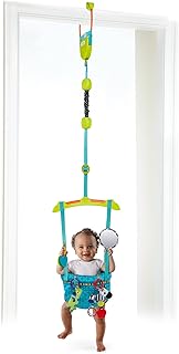 Bright Starts, Door Jumper - Bouncer 'n Spring Deluxe with Padded Seat, Door Clamp, Adjustable Strap, 4 Take-Along Toys, Ages 6 Months +