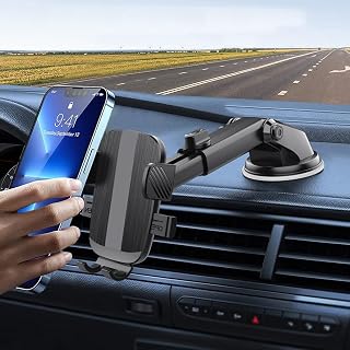 Car Phone Holder Mount, Cell Phone Holder for Car, Dashboard Windshield, Suction Cup Hands-Free Car Phone Stand, Automobile Cradles Universal,Black