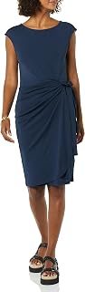 Amazon Essentials Femme Robe Effet Portefeuille, col Bateau et Mancherons