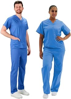 Interweave Healthcare Performance Scrub Set Medical Uniform Unisex Polycotton Reversible Scrubs Top & Trousers With Pockets In 6 Colours