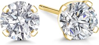 Gem Stone King 14K Gold Lab Diamond Stud Earrings