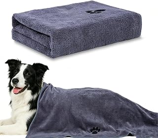 1 Pack Microfiber Dog Drying Towels, 23.6 x 11.9 inches, Pet Grooming Towel, Super Absorbent and Soft, Perfect Dog Shower and Bath Supplies (Grey)