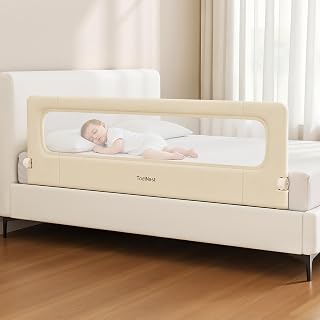 TodiNest Bed Rail for Toddlers,71 Inch Foldable Baby Guard | 71 in foldable toddler rail with reinforced anchors, no-gap mattress fit, double lock, washable fabric for King|Queen
