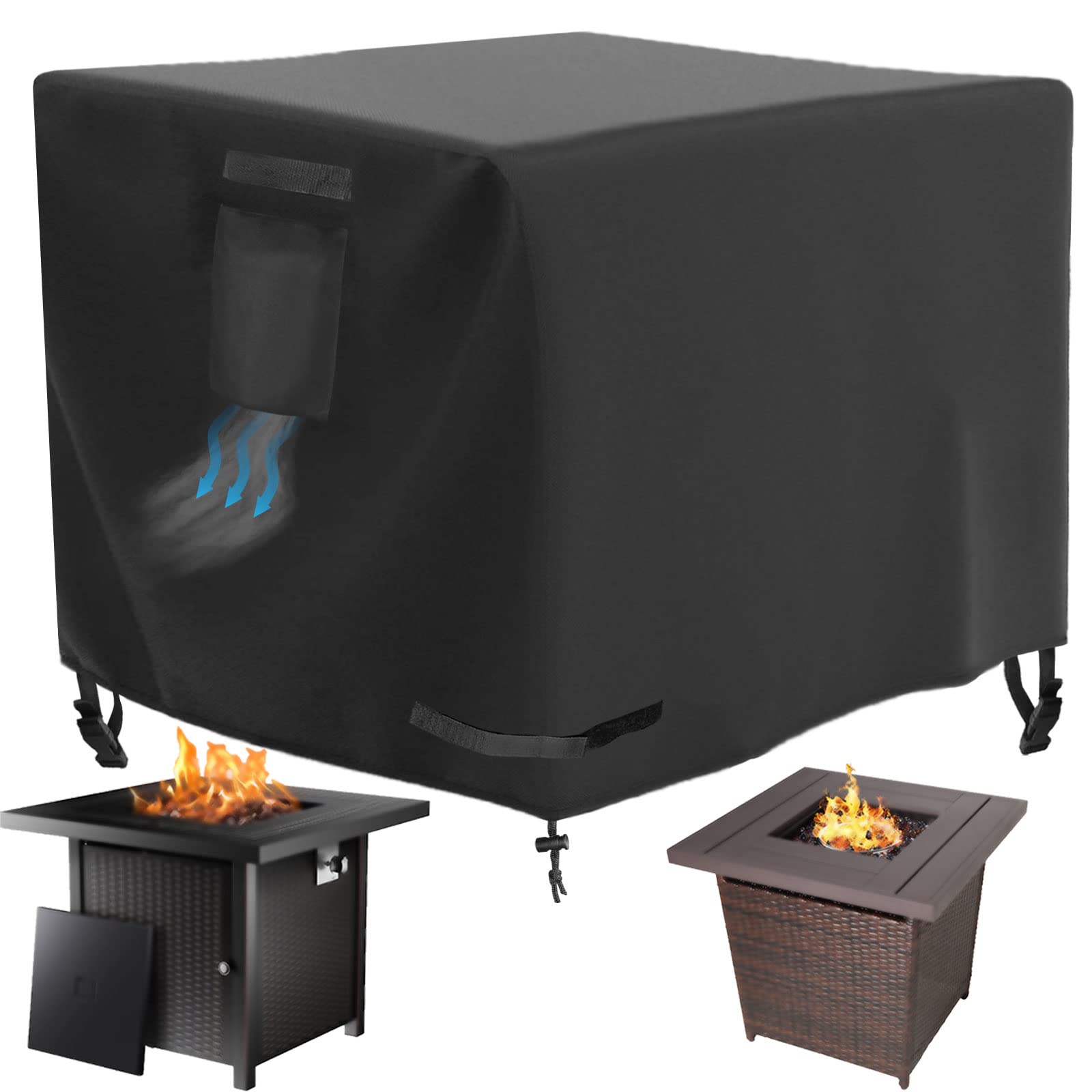 Square Fire Pit Table Cover 32 x 32 x 25 inch, Waterproof, Heavy Duty | Windproo