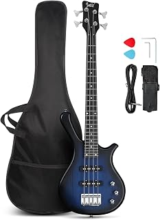 GLARRY 4 String Electric Bass Guitar, 36-inch Bass Guitar Beginner Kit with Cable, Strap and Bag for Kids, Boy and Girl (Dark Blue)