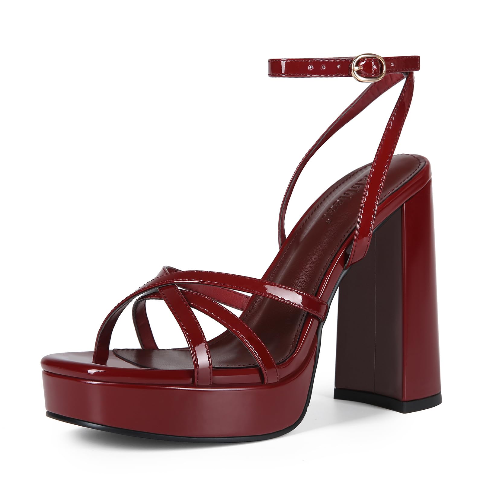 Platform High Heels for Women Strappy Chunky Heels Sandals for Women Open Toe Bl