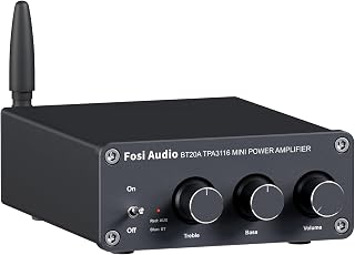 Fosi Audio BT20A Bluetooth Stereo Amplifier, 2 Channel Home Audio Component Amplifiers for Passive Speakers, Mini Class D Amp Receiver 200W for Indoor, Outdoor, Garage, Ceiling, Bookshelf Speaker