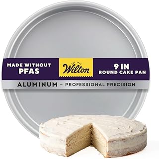 Wilton Aluminum Round Cake Pan Set, Made Without PFAS, 9 x 2 in | Natural Anodized Aluminum Bakeware, Even Heating & Rust-Resistant, Dishwasher Safe, Perfect for Tiered & Layered Cakes