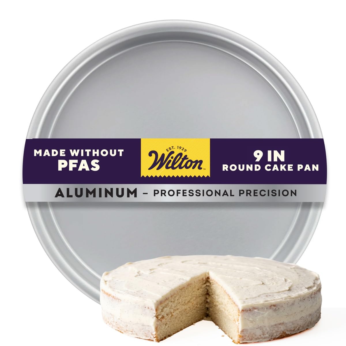 Wilton Aluminum Round Cake Pan Set, Made Without PFAS, 9 x 2 in | Natural Anodiz