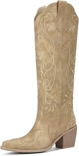 wetkiss Knee High Cowboy Boots for Women, Stable and Comfortable