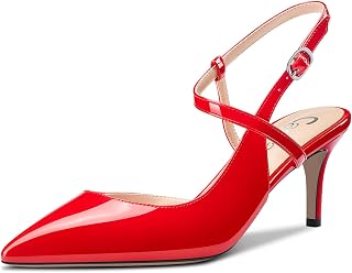 Castamere Women's Medium Pointed Toe Kittens Heel Ankle Strap Pumps Slingback Dress Sandals Buckle Office Shoes 6.5 cm Heels